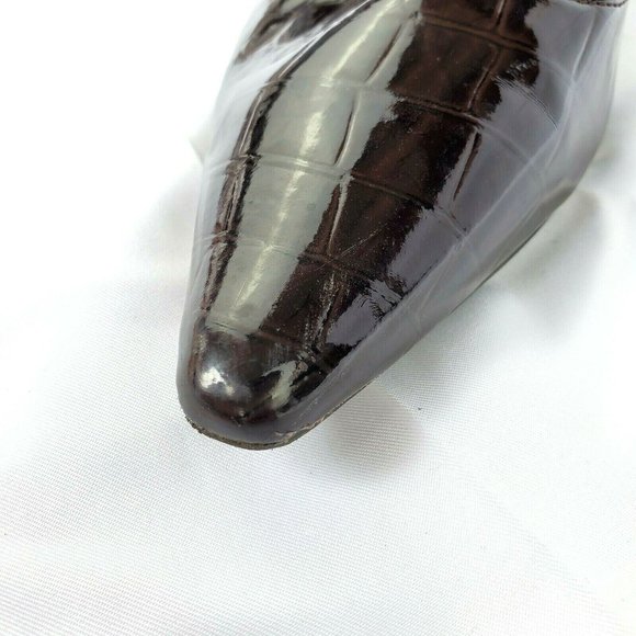 Merona Dark Brown Shoes Faux Crocodile Skin Sz 7.5 - Picture 7 of 8